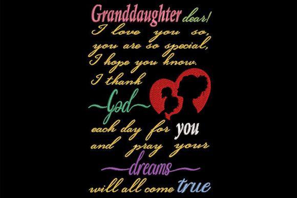 A Granddaughter Quote for Holiday Gift Embroidery